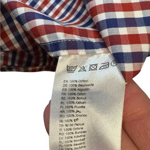 Eton Contemporary Fit Shirt XL 17 / 43 Red Blue Gingham Check 100% Cotton K22 - Picture 3 of 7